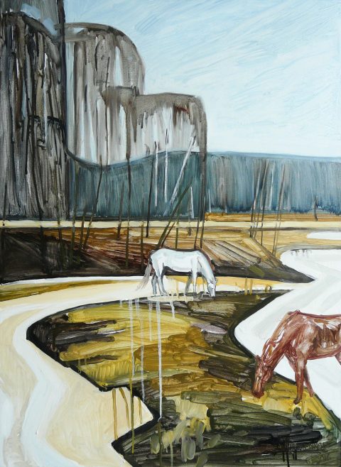 Horses 3/4. Oil, canvas. 90x65cm. 2016 [prize for the best horse riders of Grande Semaine de Fontainebleau 2016, France]