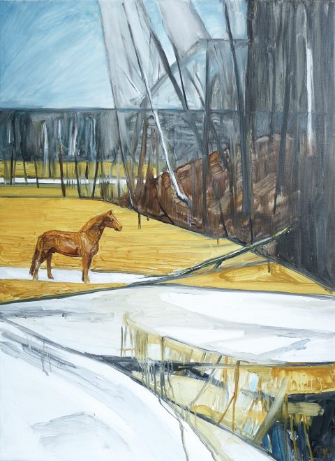 Horses 4/4. Oil, canvas. 90x65cm. 2016 [prize for the best horse riders of Grande Semaine de Fontainebleau 2016, France]