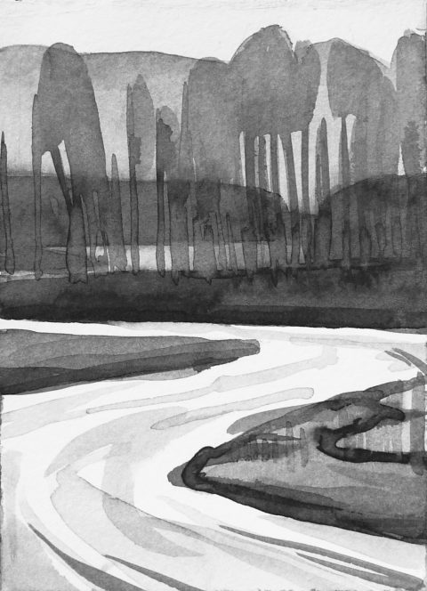 B&W vertical 13/23. Ink, paper. 15x10cm. 2015