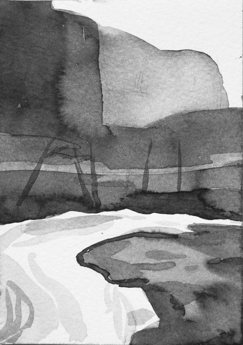 B&W vertical 14/23. Ink, paper. 15x10cm. 2015