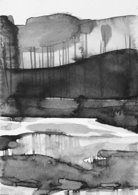 B&W vertical 16/23. Ink, paper. 15x10cm. 2015