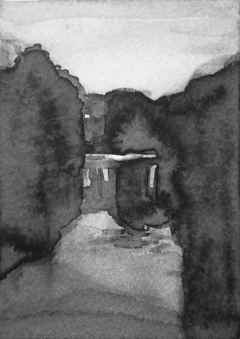 B&W vertical 17/23. Ink, paper. 15x10cm. 2015