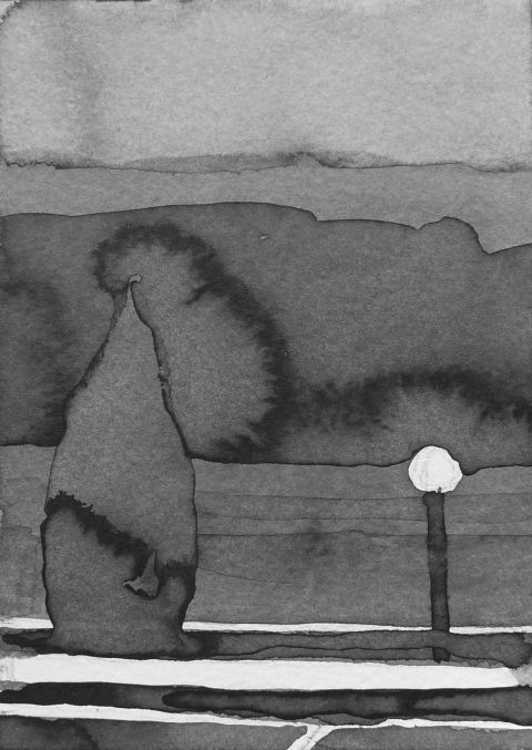 B&W vertical 18/23. Ink, paper. 15x10cm. 2015