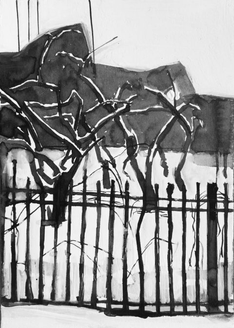 B&W vertical 21/23. Ink, paper. 15x10cm. 2015