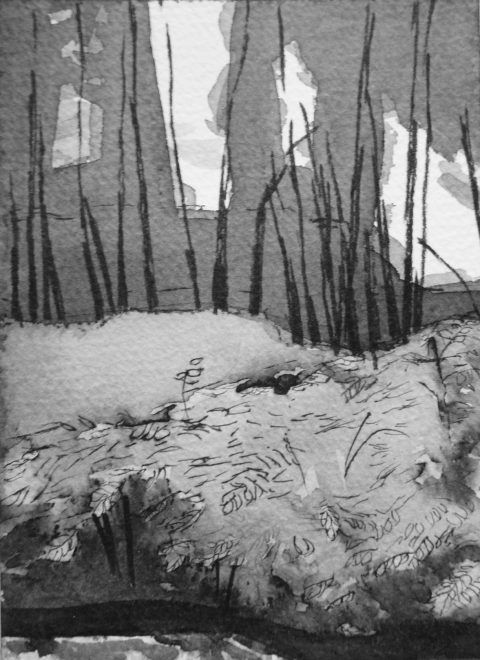 B&W vertical 5/23. Ink, paper. 15x10cm. 2014